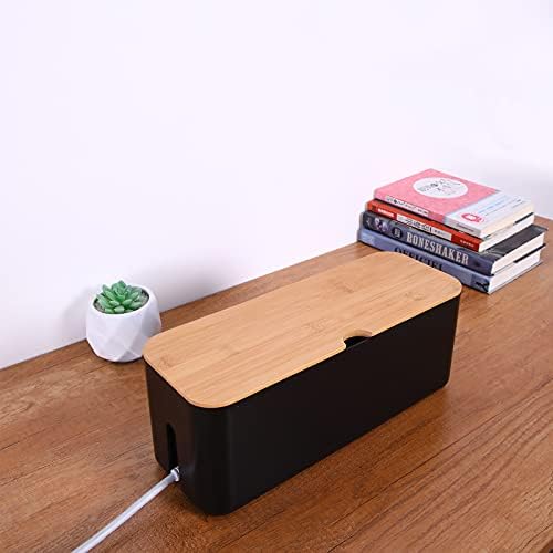 Changsuo Cable Management Box Set Cable Organizer Boxes for Extension Cord Power Stripe Surge Protector Wire Management Organizer Cover Hider for Desk Home Office Kitchen (Small & Large Black)