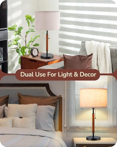 EDISHINE Modern Mid Century Table Lamp, Pull Chain Switch, 21.65 Inch, E26