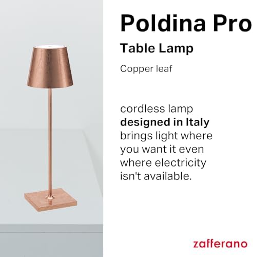 Zafferano, Poldina Pro, Rechargeable Cordless Lamp, Copper Leaf