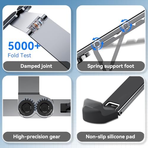 ICE COOREL Portable Laptop Stand, Foldable Laptop Riser for Desk, 6-Level Adjustable Ergonomic Computer Stand, Premium Aluminum Alloy Notebook Holder Compatible with 10-17 Inch Laptops & Tablets