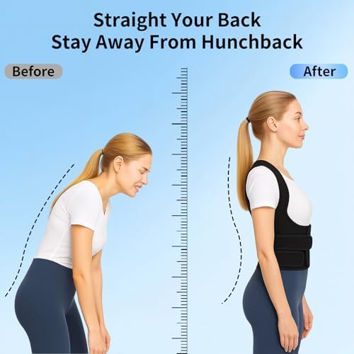 Posture Corrector for Women and Men Back Pain Relief,Full Back Brace Support for Office Desk Workers, Posture Brace for Upper and Lower Back Pain Relief, Large(Waist 40-48 Inches)