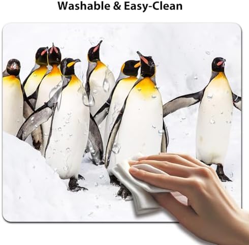 9.5x7.9 Inch Office/Gaming Mouse Pad, Group of Emperor Penguins On A Snowy Landscape Cute Anti-Slip Mat for Desk