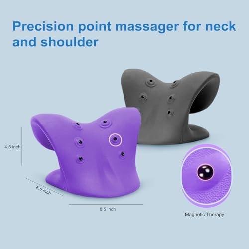 Neck Stretcher with Magnetic Therapy Acupressure for Pain Relief, Neck and Shoulder Relaxer, Chiropractic Pillow, Restore Neck Curve, Purple