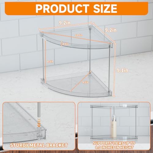 Yieach Clear Corner Bathroom Counter Organizer,2Tier Tiered Countertop Corner Shelf for Perfume,Beauty Products,Makeup Organizer,Skincare Organizers,Vanity Storage Tray for Bedroom,Bathroom Sink Shelf