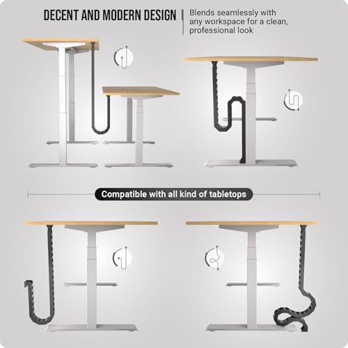Ultimate Setup Under Desk Cable Management Vertebrae - Perfect for Sit Stand Desk - Wire Management - Adjustable Length - Flexible Cable Spine - Black, 133 cm