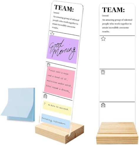 Monitor Memo Board with Removable Wooden Base Acrylic Portable Sticky Note Holder, Inspiring Team Quotes Acrylic Message Board Sign, Office Desk Desk Set Sticky Notes 100 Sheets