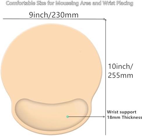 Wrist Rest Support Mouse Pad,Ergonomic Memory Foam Mouse Mat 9x10in Non-Slip Rubber Base Pain Relief Mousepad for Computer, Laptop(Milky Yellow Foam)