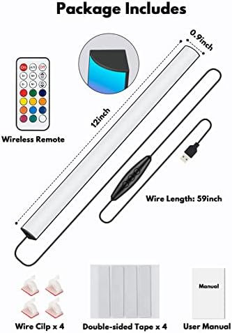 Under Monitor RGB Light Bar, LED Light for Desk Gaming Setup, USB Powered Keyboard Light, 12 Inch 5V, 353 Color Change Modes, Wireless Remote, LED Ambient Lights for Room Decor, Desk Setup, PC
