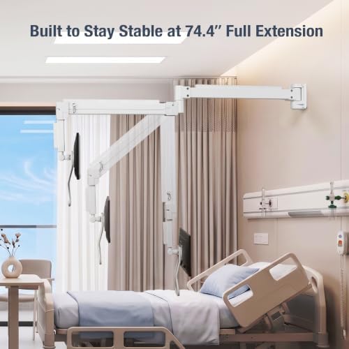 AVLT Single Monitor Arm Wall Mount for 17-32" Screens, Medical Grade