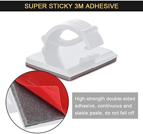 Cable Clips Self with 3M Adhesive Cord Organizer, Wire Holder Clamp Management Sticky for Desk Car Dash Cam Tables Wall, White 30pcs