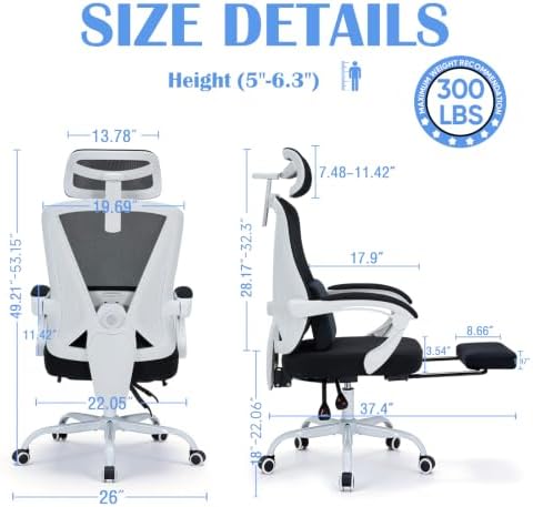 Ergonomic Office Chair with footrest, 90-160° Recline Computer Desk Chair