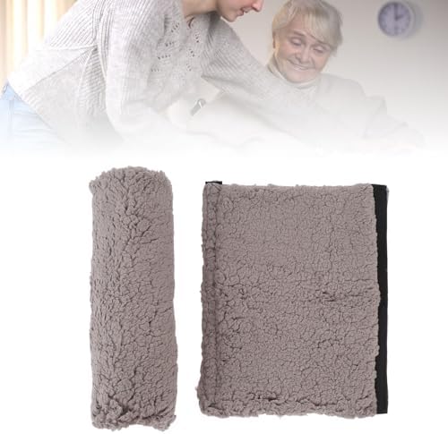 Brrnoo Sheepskin Chair Armrest Pad, Fleece Armrest Cushion for Chairs, Enhanced Comfort and Skin Protection Armrest Protector for Home or Office Use Fits Most Chairs (Grey)