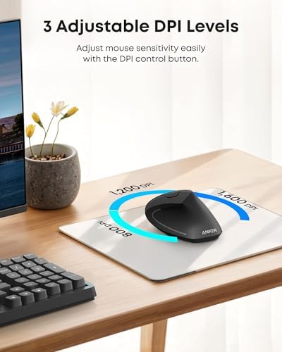 Anker 2.4G Wireless Ergonomic Mouse, Right Hand Vertical Mouse USB Receiver