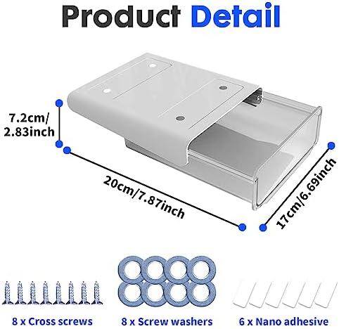 Self-adhesive Under Desk Drawer, 2 Packs Table Hidden Organizer Slide Out Large Storage Desktop Pencil Tray for Office Home School Kitchen (White), Matte White