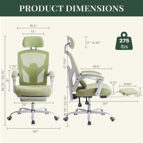 Ergonomic Office Chair with Footrest, Computer Gaming Chair