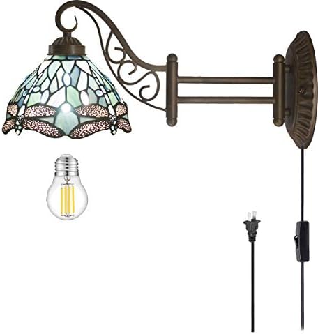 WERFACTORY Tiffany Wall Sconce Lamp Plug in Swing Arm Up Down Light