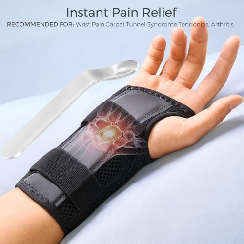 FREETOO Carpal Tunnel Wrist Brace Night Support, Right Hand, Medium