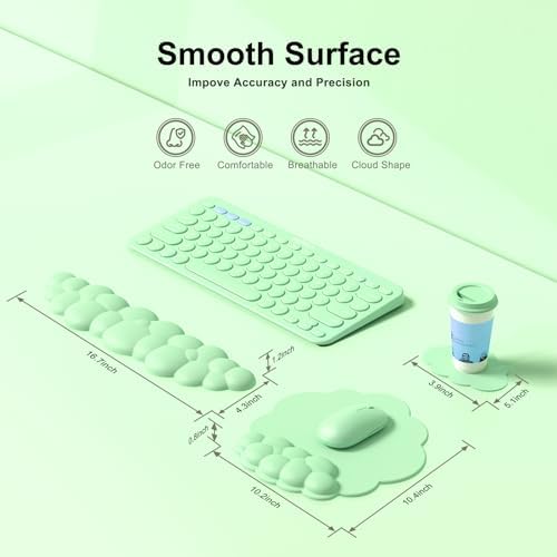 MOKURU Cloud Mouse Pad with Wrist Rest, Cloud Keyboard Wrist Rest, Mouse Pad Wrist Support, Ergonomic Keyboard Mouse Wrist Support (Green)