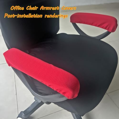 Velvet Office Chair Armrest Covers - Stretchable & Removable Armrest Protectors for Desk Chairs, Computer Chair, Gaming Chairs - Soft & Durable (2Pcs, Red)