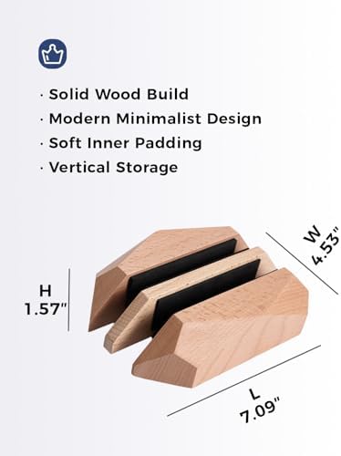 Dual Laptop Holder Adjustable Vertical Laptop Stand, 2 Slots MacBook Stand Wood,Wooden Laptop Stand,Vertical Laptop Holder for Desk, Widen Dock Fits All MacBook/Surface pro