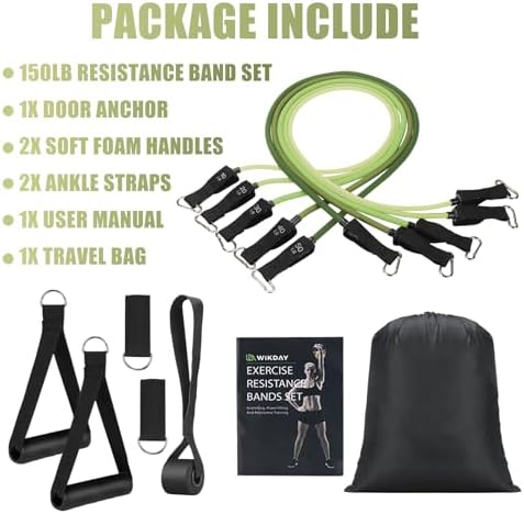 WIKDAY Exercise Resistance Bands with Handles for Working Out Workout Bands Set with Door Anchor for Physical Therapy, Yoga, Pilates