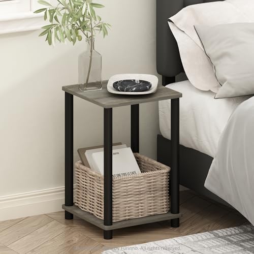 Furinno Turn-N-Tube Toolless 2-Tier Open Shelf Night Stand, French Oak