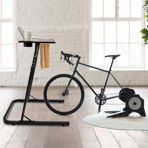 ikkle Adjustable Bike Trainer Fitness Desk, Portable Workstation Standing Desk for Indoor Cycling and Bike Trainer