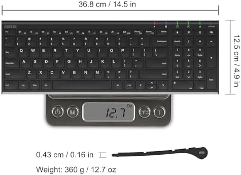 Arteck USB Wireless Keyboard Stainless Steel Ultra Slim Keyboard with Numeric Keypad for Computer/PC/Laptop and Windows 11/10/8 Rechargeable Battery