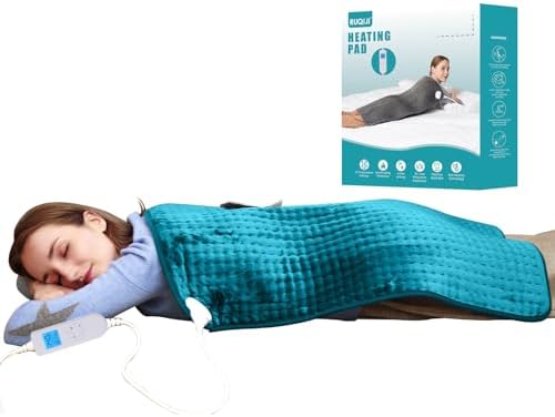 Ruqiji 17''x33'' XXXL King Size Heating Pad with 10 Temperature Settings, Pain Relief for Back/Neck/Shoulders/Menstrual Pain/Leg Cramp(Light Teal)