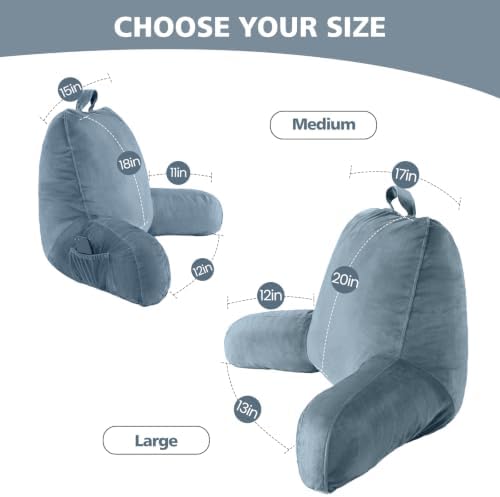 Memory Foam Reading Pillow for Sitting up in Bed, Large,Dusty Blue