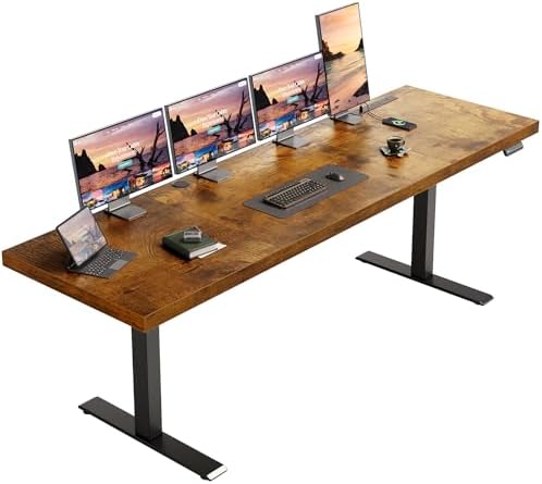 OffiGo 79" Executive Electric Standing Desk Height Adjustable, Rustic Brown