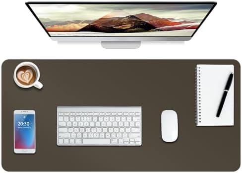 Boutilon Leather Desk Pad Protector,Non-Slip Mouse Pad,Laptop Desk Pad,Office Mouse Mat,Waterproof Leather Desk Blotter,Desk Writing Pad for Office and Home (M-Coffee,30"x14")
