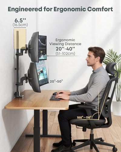 Dual Ultrawide Monitor Mount for 24-57'' Screens, Max Load 59.4 lbs per Arm