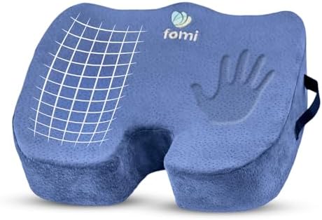FOMI Extra Thick Firm Coccyx Orthopedic Memory Foam Seat Cushion | Black Large Cushion for Car or Truck Seat, Office Chair, Wheelchair | Back Pain Relief