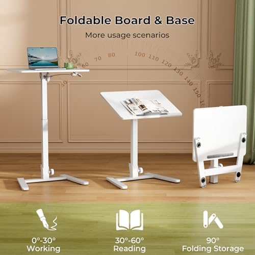 Gibbon Mounts 90° Foldable Mobile Standing Desk Height Adjustable on Wheels