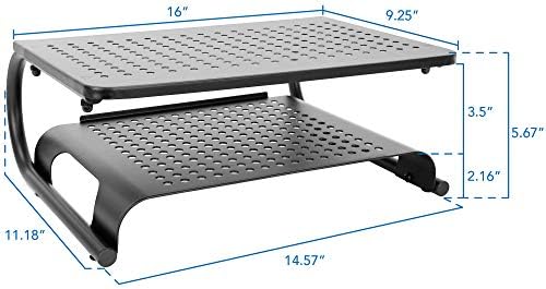 Mount-It! 2 Tier Desk Organizer Riser | Computer Monitor Stand with Keyboard Storage Shelf for Desktops, Laptops, Printers, Home Office Space Saver (2 Shelves)