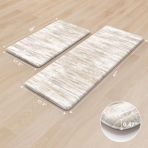 KIMODE Anti Fatigue Kitchen Mats for Floor 2 Piece, Abstract Kitchen Rugs