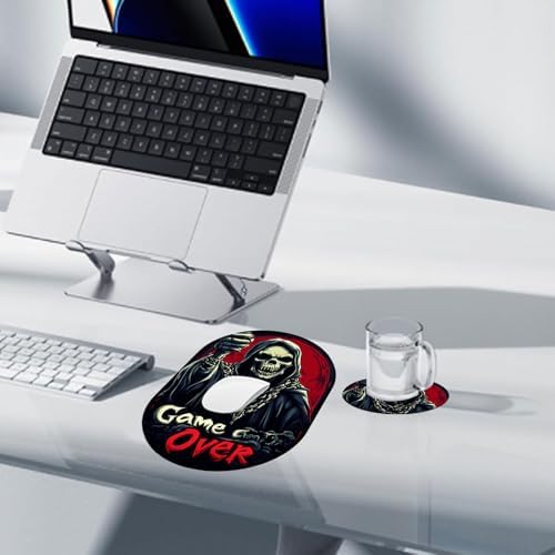 Small Mouse pad, Portable, Waterproof Non-Slip Rubber Bottom, Suitable for Wireless Mouse, Laptop Keyboard Tray for Both Men and Women, Office Travel 7.1x10.6in，Cool Skull