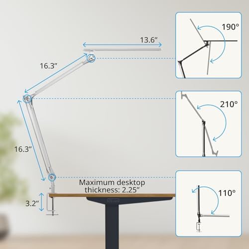 UPLIFTDESK E7 LED Desk Lamp with Clamp - 3 Color Mode Architect Desk Lamp
