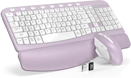 SABLUTE Wireless Keyboard and Mouse Combo with Ergonomic Wave Key