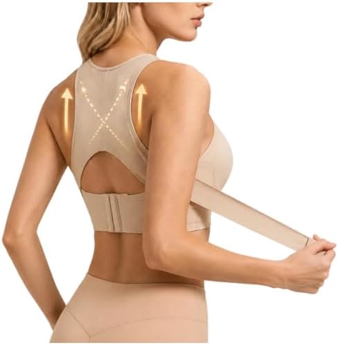 yaoeye Posture Support Bras for Older Women Front Closure Crossback Wireless Bra Seamless Full Coverage Push Up Bralettes