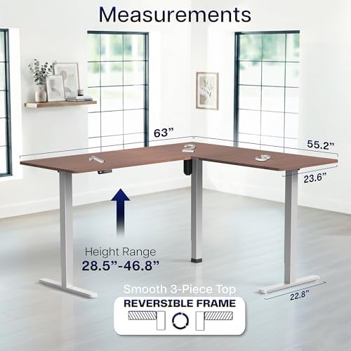 VIVO Dark Walnut 63 x 55 in Corner Standing Desk, DESK-E3CTGD