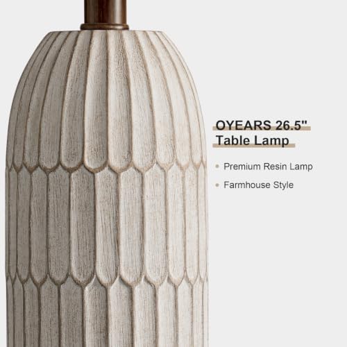 OYEARS 26" Bedside Table Lamps Set of 2, Farmhouse Lamp with USB,Dark Brown