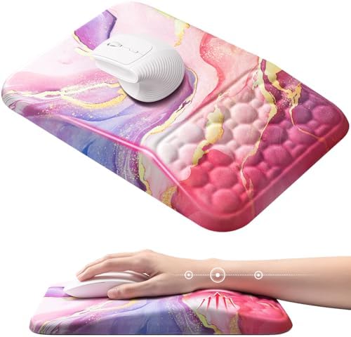 Ospelelf Pink Mouse Pad with Wrist Support Large Ergonomic Office Comfy Pain Relief Mousepad Wrist Rest