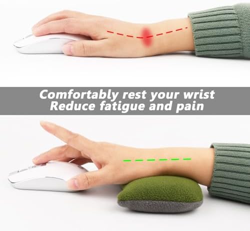 Large Mouse Wrist Rest Bean Bag, Ergonomic Mouse Support Pad Filled Ergo Beads for Computer, Laptop, PC Gaming (Green)
