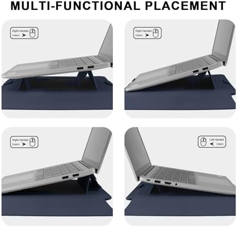 HoYiXi 15.6" Laptop Sleeve Case PU Leather with Stand Compatible with MacBook Pro 16/15.4'' MacBook Pro 15, Mac Air 15/ Dell, Matebook,Asus,15-16'' Laptop Bag,(Patent Pending),Blue