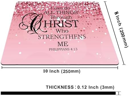 I Can Do All Things Inspirational Quote Mouse Pad, Pink Mouse Pads for Desk Non-Slip Rubber Base Mousepad for Laptop, Mouse Pad for Women Mouse Pads for Wireless Mouse Desk Pad Desk Accessories