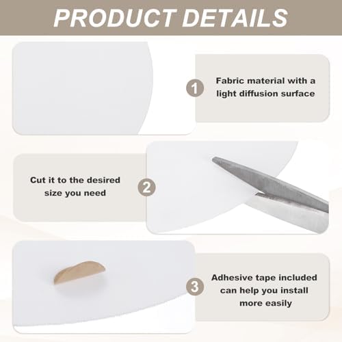 MECCANIXITY 2.4" Round Lampshade Diffuser, Anti-glare Lamp Shade Diffuser Fabric Lamp Cover for Desk Table Light Downlight Spotlight, White 2pcs