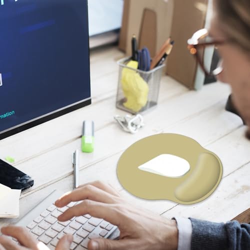 Mouse Pad with Wrist Rest, Ergonomic Gaming Mouse Pad, Comfortable Mouse Pads for Computer, Laptop, Office & Home, Easy Typing & Pain Relief, 9.8 X 8.8 in (Golden)
