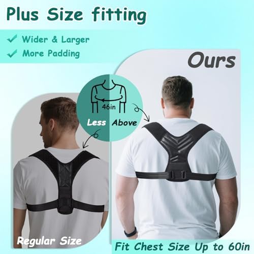 King Mills Plus Size Back Brace, Back Brace Posture Corrector, XL to XXXL